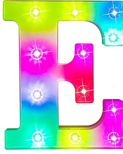 Glintee Light Up Letters Letter Lights - Colorful LED Letters Lights Alphabet for Romantic Valentines Day Night Lights Wedding Birthday Party Home Bar Decor- (Colorful E) - LeafyLoom