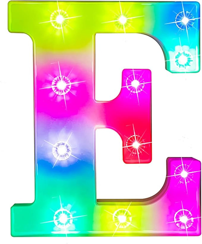 Glintee Light Up Letters Letter Lights - Colorful LED Letters Lights Alphabet for Romantic Valentines Day Night Lights Wedding Birthday Party Home Bar Decor- (Colorful E) - LeafyLoom