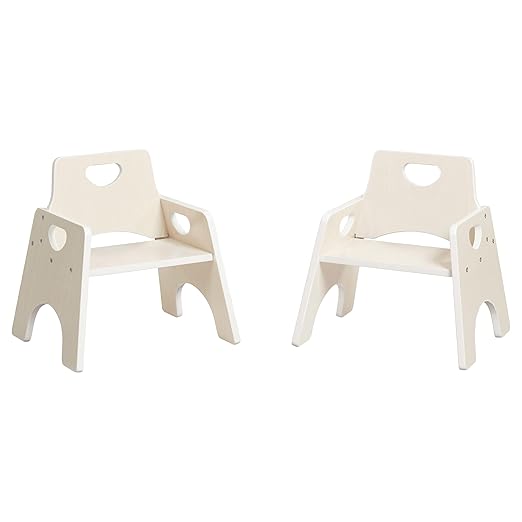 ECR4Kids Stackable Wooden Toddler Chair, 8in, Kids Furniture, White Wash, 2-Pack - LeafyLoom
