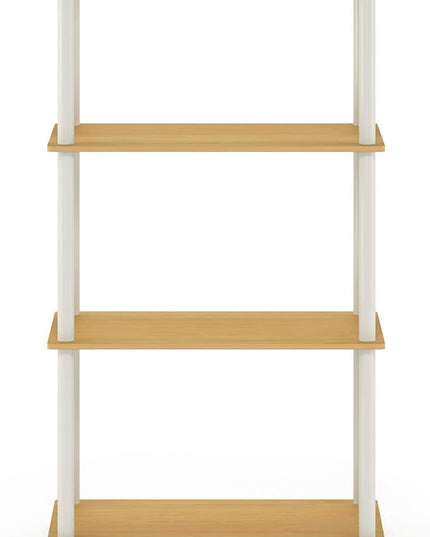 Furinno Turn-N-Tube 4-Tier Multipurpose Shelf Display Rack, Round Tubes, Blonde Maple/White - LeafyLoom