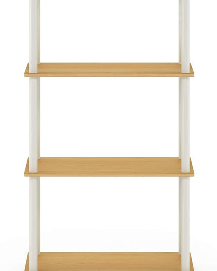 Furinno (99557BE/WH) Turn-N-Tube 4-Tier Multipurpose Shelf Display Rack - Beech/White - LeafyLoom