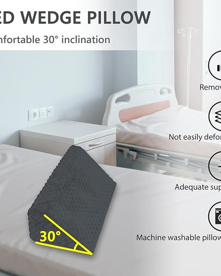 Wedge Pillow for Side Sleeping, Body Positioning Foam Wedge Pillow, Side Wedge Pillow for Sleeping Non-Slip Back Positioning Pillow for Bed Sore Wedge (Dark Gray) - LeafyLoom