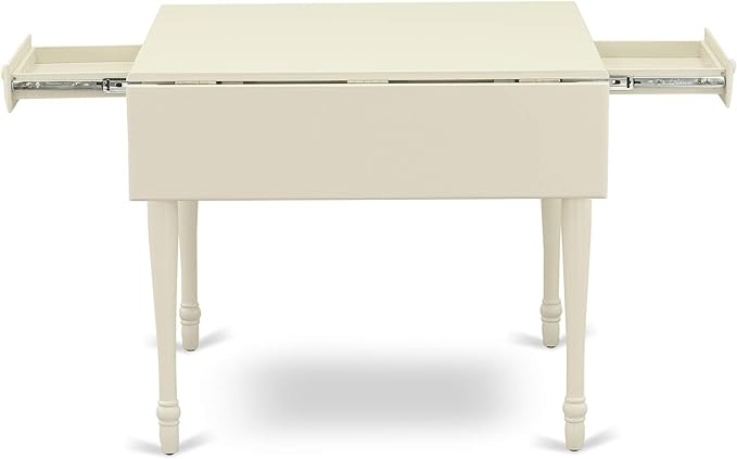 East West Furniture Monza Dining Rectangle Wooden Table Top with Dropleaf & Stylish Legs, 36x54 Inch, Linen White - LeafyLoom