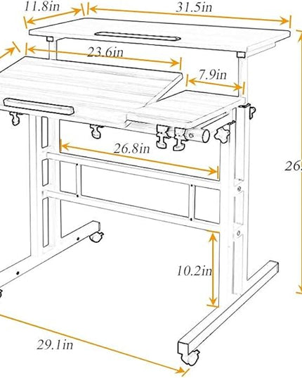 SDHYL 31.5 inches Movable Laptop Desk with Mouse Board Adjustable Height and Angle Anti-Slip Workstation Home Office Desk with Tablet Slot Portable Student Desk, White Maple, S7-ZS-101-2MP-US - LeafyLoom