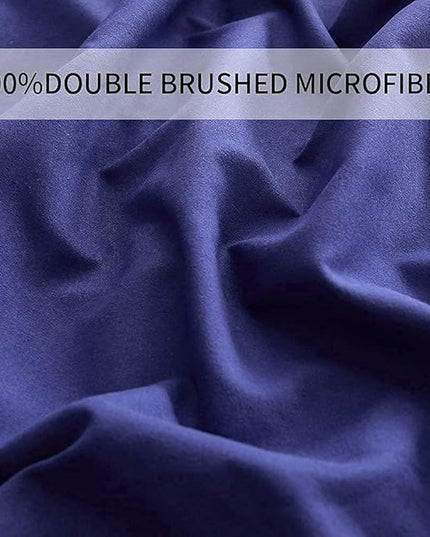 Bed Sheet Set - Brushed Microfiber Bedding - Bedding Sheets & Pillowcases - Deep Pockets - Easy Fit - Breathable & Cooling Sheets -4 Piece Queen Blue Set - LeafyLoom