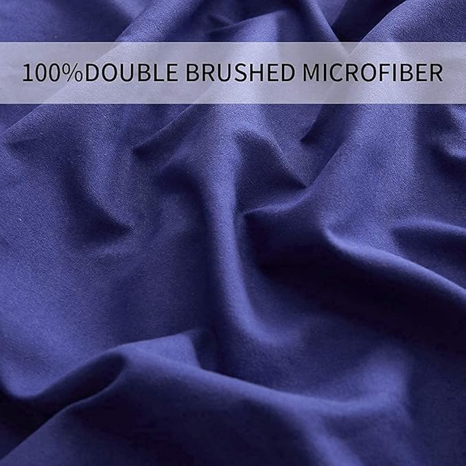 Bed Sheet Set - Brushed Microfiber Bedding - Bedding Sheets & Pillowcases - Deep Pockets - Easy Fit - Breathable & Cooling Sheets -4 Piece Queen Blue Set - LeafyLoom