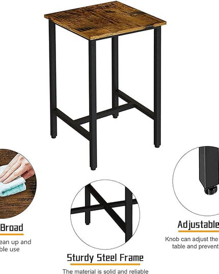 Recaceik 3 Piece Pub Dining Set, Modern bar Table and Stools for 2 Kitchen Counter Height Wood Top Bistro Easy Assemble for Breakfast Nook Living Room Small Space Restaurant, Rustic Brown 24” - LeafyLoom