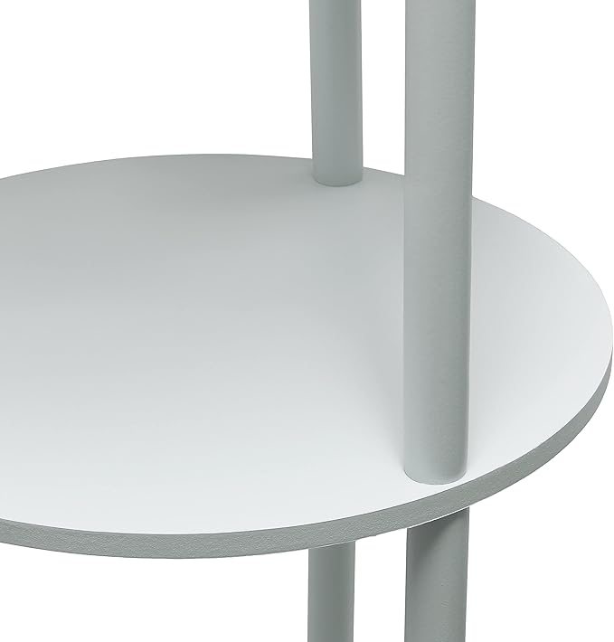 Simple Designs LF2010-GRY 62.5" Round Modern Shelf Etagere Organizer Storage Floor Lamp with 2 USB Charging Ports, 1 Charging Outlet and Linen Shade for Living Room Bedroom, Gray, 11.5 x 11.5 x 62.5 - LeafyLoom