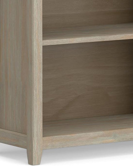 SIMPLIHOME Amherst SOLID WOOD 30 Inch Transitional 5 Shelf Bookcase in Distressed Grey, For the Living Room, Study Room and Office - LeafyLoom