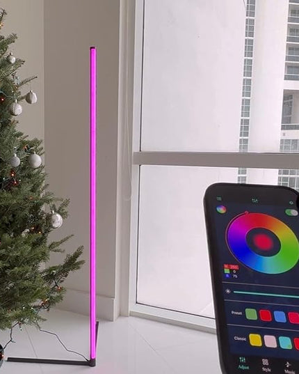 Smart RGB LED Floor Lamp 60" with 16 million DIY Colours Music Sync Bluetooth Mobile App Color Changing Ambient Lighting Fixture for Bedroom Gaming Living Room Home Office - LeafyLoom