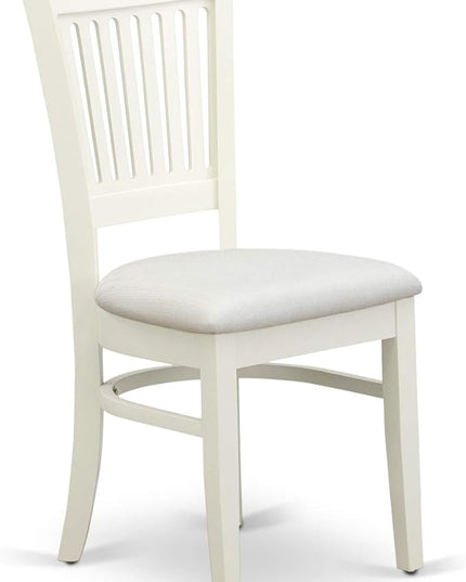 East West Furniture ANVA5-LWH-C 5 Piece Dining Room Table Set Includes a Round Kitchen Table with Pedestal and 4 Linen Fabric Upholstered Dining Chairs, 36x36 Inch, Linen White - LeafyLoom