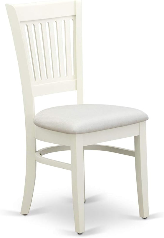 East West Furniture ANVA5-LWH-C 5 Piece Dining Room Table Set Includes a Round Kitchen Table with Pedestal and 4 Linen Fabric Upholstered Dining Chairs, 36x36 Inch, Linen White - LeafyLoom