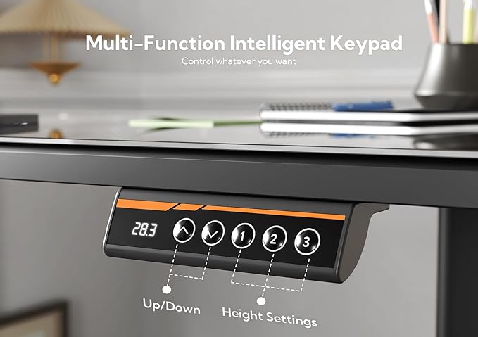 Glass Standing Desk, Small Electric Standing Desk Adjustable Height, 40 Inch Adjustable Stand Up Desk, Quick Install Home Office Computer Desk, Black - LeafyLoom
