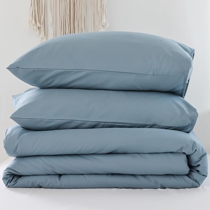 ROSGONIA California King Comforter Set Dusty Blue, 3pcs (1 Boho Cal King Comforter & 2 Pillowcases), All Season Bedding Bedspread Blanket Quilt - LeafyLoom