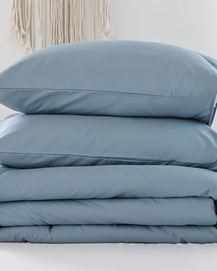 ROSGONIA Comforter Full Size for Boys Teen Girls Dusty Blue, 3pcs (1 Boho Comforter & 2 Pillowcases), Lightweight Dorm Bedding Soft All Season Bed Set - LeafyLoom