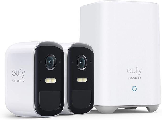 eufy security, eufyCam 2C Pro 2-Cam Kit, Wireless Home Security System with 2K Resolution, 180-Day Battery Life, HomeKit Compatibility, IP67, Night Vision, and No Monthly Fee. eufySecurity
