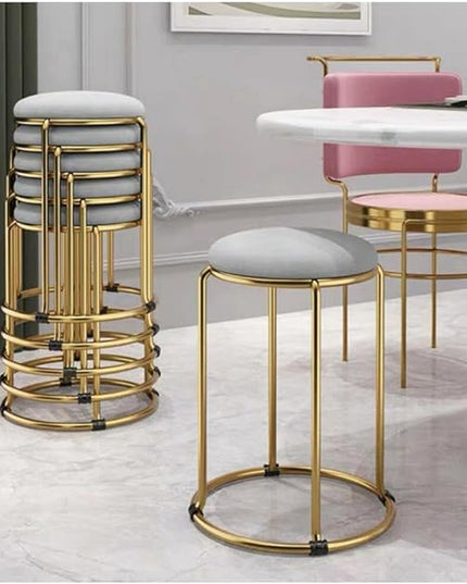 Velvet Bar Stool Backless Bar Stools Counter Stools Vanity Stools salon backless bar stools Round Stool Stackable Round Chairs Dining Chairs Set of 5 Pack,for Dinning,Kitchen,salon,Semina. - LeafyLoom