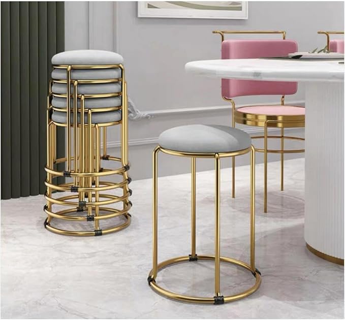 Velvet Bar Stool Backless Bar Stools Counter Stools Vanity Stools salon backless bar stools Round Stool Stackable Round Chairs Dining Chairs Set of 5 Pack,for Dinning,Kitchen,salon,Semina. - LeafyLoom