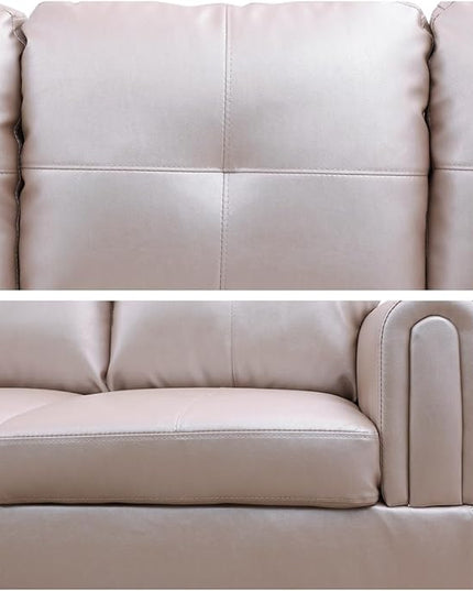 L Shaped Sofa with Ottoman Modern Sectional Living Room, Bedroom, Office, L Couch Persistent Pink - LeafyLoom