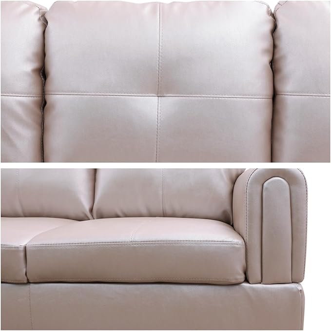 L Shaped Sofa with Ottoman Modern Sectional Living Room, Bedroom, Office, L Couch Persistent Pink - LeafyLoom