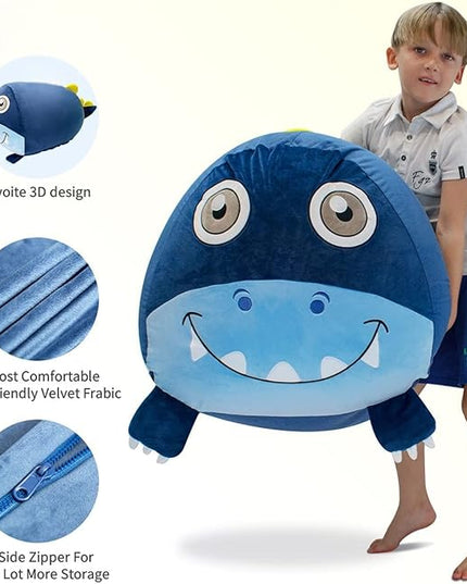 Dinosaur Bean Bag Chairs for Boys Room Decorations, Stuffed Animal Storage, Velvet Fabric Super Soft Large Size Cover Only - LeafyLoom