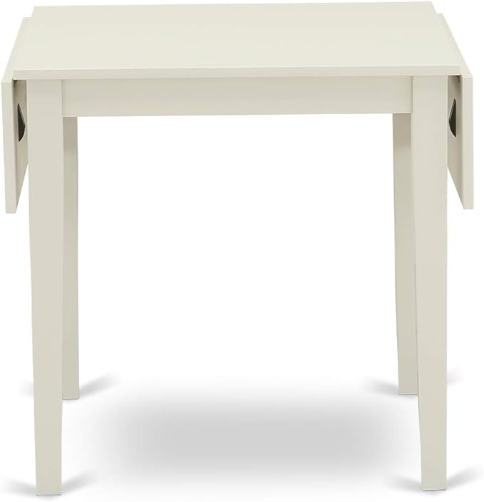 East West Furniture NDCL5-LWH-C Norden 5 Piece Room Set Includes a Rectangle Kitchen Table with Dropleaf and 4 Fabric Upholstered Dining Chairs, 30x48 Inch, Linen White - LeafyLoom