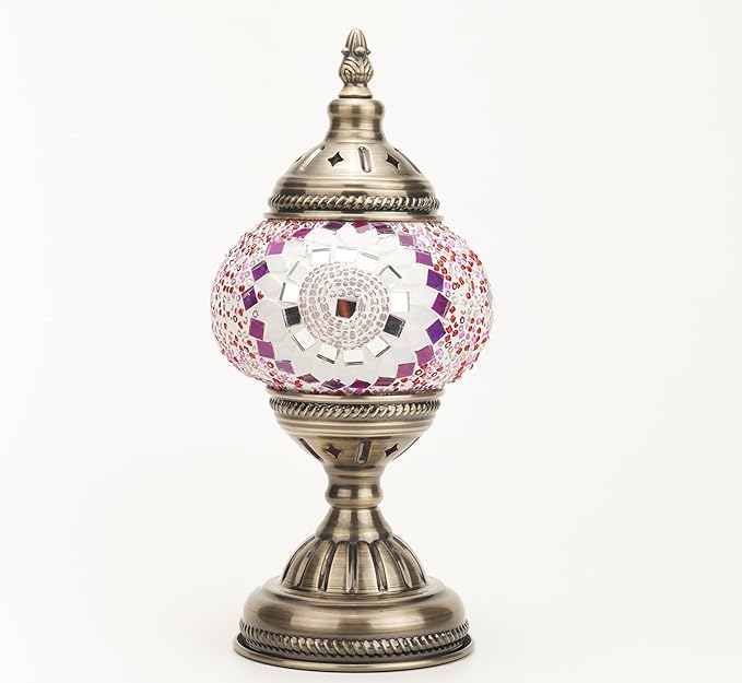 Turkish Mosaic Lamp Bohemian Tiffany Style Moroccan Stained Glass Decorative Bedside Lamps - LeafyLoom