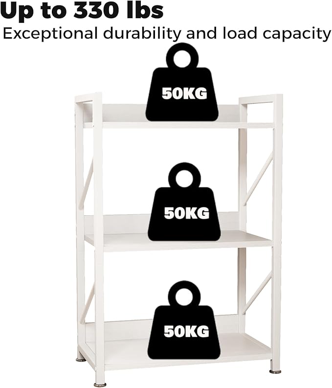 Small Bookshelf for Small Spaces,Modern 3 Tier Bookcase Night Stand, Narrow Book Shelf Organizer, Small Shelf Open Display Rack for Bedroom, Living Room, Home Office(White) - LeafyLoom