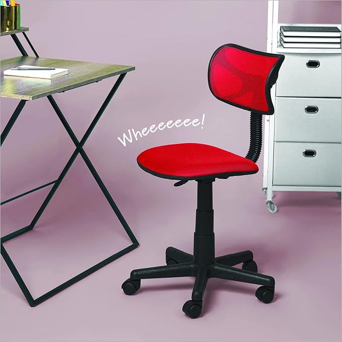 Swivel Mesh Desk Chair, Red 21D x 21W x 33H in - LeafyLoom