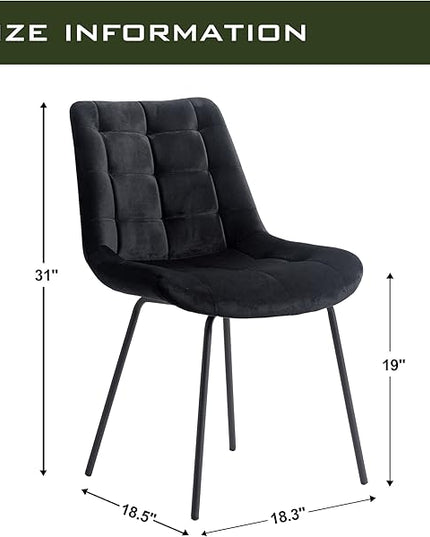 NicBex Velvet Dining Chairs, Upholstered Reception Chairs, Tufted Accent Chair with Metal Legs for Home Kitchen, Living Room, Set of 2, Black - LeafyLoom