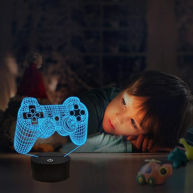 FULLOSUN Pixel Game Over Illusion Lamp, Gamepad 3D Night Light (3 Patterns) with Remote Control 16 Color Changing Gaming Room Headset Decor Best Gamer Gift - LeafyLoom