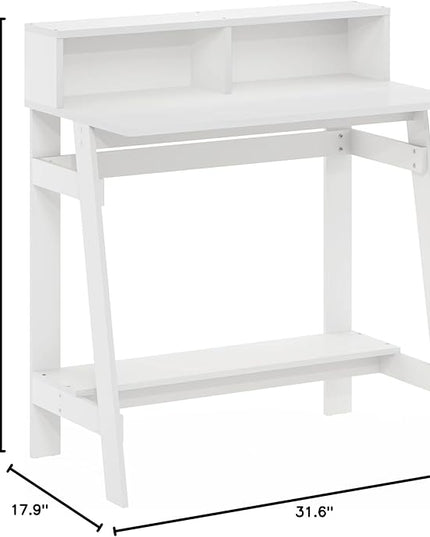 Furinno Simplistic A Frame Computer Desk, Regular, White - LeafyLoom