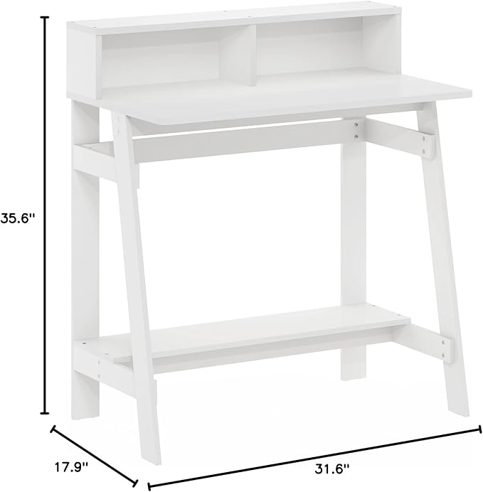 Furinno Simplistic A Frame Computer Desk, Regular, White - LeafyLoom