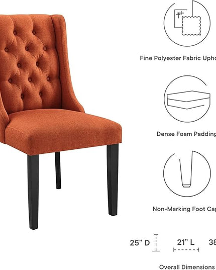 Modway Baronet Button Tufted Fabric, One Dining Chair, Orange - LeafyLoom