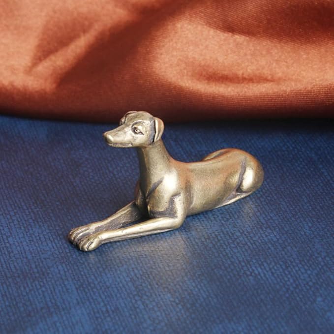 Vintage Solid Brass Miniature - Delicate Greyhound Desk Ornament for Pet Enthusiasts - Exquisite Collectible and Home Décor Accent（Greyhound） - LeafyLoom