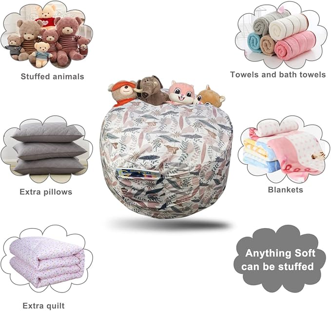 Bean Bag Chair COVER -(NO BEANS) for kids Teens, zipper opening, soft velvet, X-Large (34" leaves) - LeafyLoom