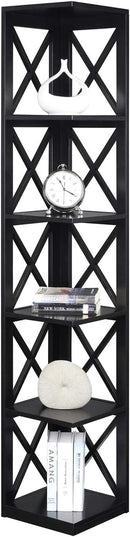 Convenience Concepts Oxford 5 Tier Corner Bookcase, Black - LeafyLoom