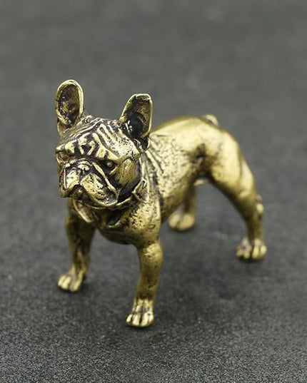 Vintage Solid Brass Miniature - Delicate Bulldog Desk Ornament for Pet Enthusiasts - Exquisite Collectible and Home Décor Accent（Bulldog） - LeafyLoom