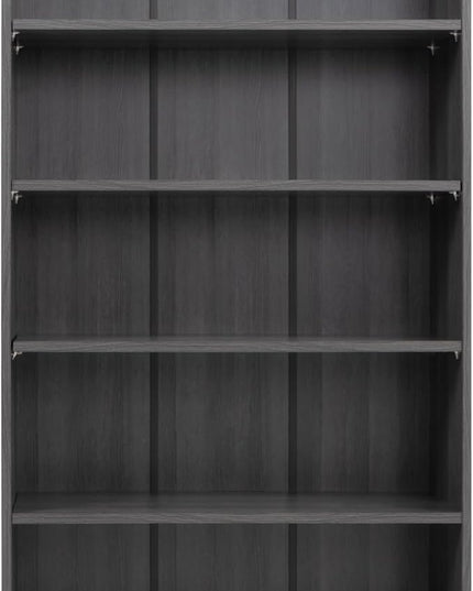 STARY 5 Shelf Carbon Black Bookcase 60 inch Tall Wood Bookshelf for Bedroom - LeafyLoom