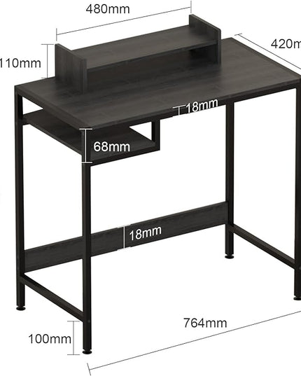 Computer Desk - 32 Inch Home Office Desk with Storage, Gaming Desk with Monitor Stand, Modern Simple Study Table, Adjustable Storage Space, Black - LeafyLoom