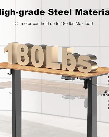 48 * 24 Inches Electric Standing Desk, Adjustable Height Sit Stand Up Desk with 3 Memory Presets, Motorized Home Office Computer Gaming Workstation Desk, Light Rustic Brown - LeafyLoom
