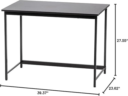 IRIS USA 39 Inch Modern Laptop and Computer Desk Office Table for Home Office, Water and Scratch Resistant Surface Gaming Desk, Easy to Assemble Black Desk - LeafyLoom