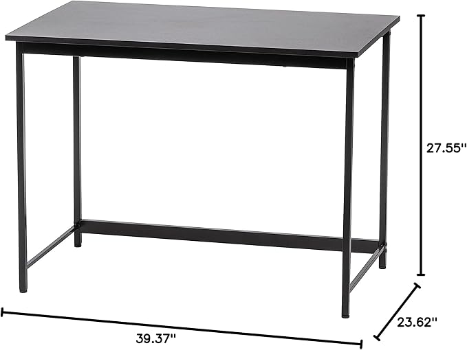 IRIS USA 39 Inch Modern Laptop and Computer Desk Office Table for Home Office, Water and Scratch Resistant Surface Gaming Desk, Easy to Assemble Black Desk - LeafyLoom