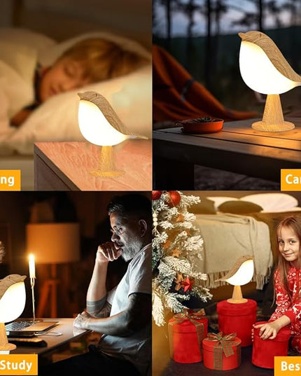 Bird Small Desk Lamp, Night Light for Bedroom, Cordless Table Lamp with 3 Color Temperature and Touch Sensor, Rechargeable Bedside lamp - LeafyLoom