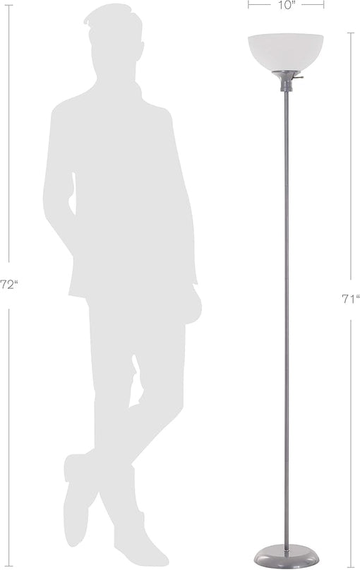 Catalina Lighting 20641-000 Traditional 3-Way Metal Torchiere Floor Standing Lamp, Living Room Light,LED Bulb NOT Included, Silver - LeafyLoom