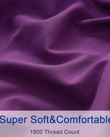 SONORO KATE Bed Sheet Set Super Soft Microfiber 1800 Thread Count Luxury Egyptian Sheets 18-Inch Deep Pocket Wrinkle-3 Piece(Twin Purple) - LeafyLoom