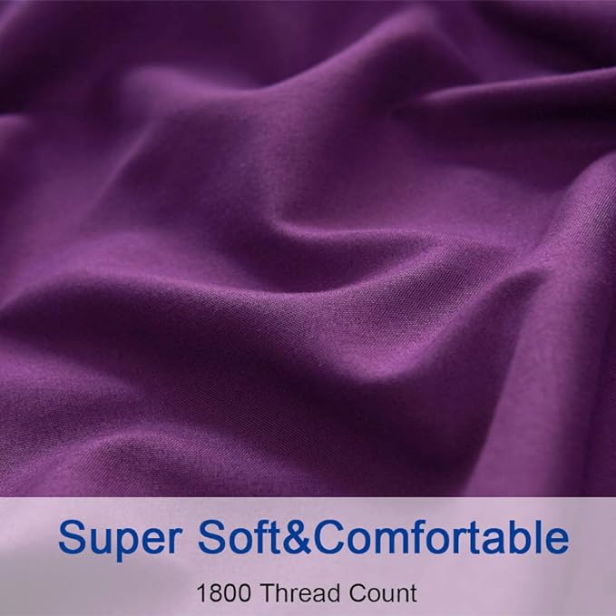 SONORO KATE Bed Sheet Set Super Soft Microfiber 1800 Thread Count Luxury Egyptian Sheets 18-Inch Deep Pocket Wrinkle-3 Piece(Twin Purple) - LeafyLoom