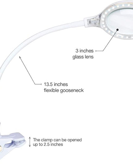 Brightech LightView Flex Magnifying Desk Lamp, 1.75X Light Magnifier, Adjustable Magnifying Glass with Light for Crafts, Reading, Close Work - LeafyLoom