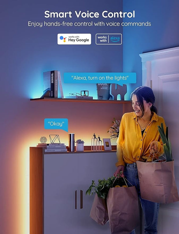 Govee LED Strip Lights 100ft, LED Lights for Bedroom, WiFi RGB LED Lights Work with Alexa and Google Assistant, 64 Modes and Music Sync, Strip Lights for Indoor, Home Decor, 2 Rolls of 50ft Govee