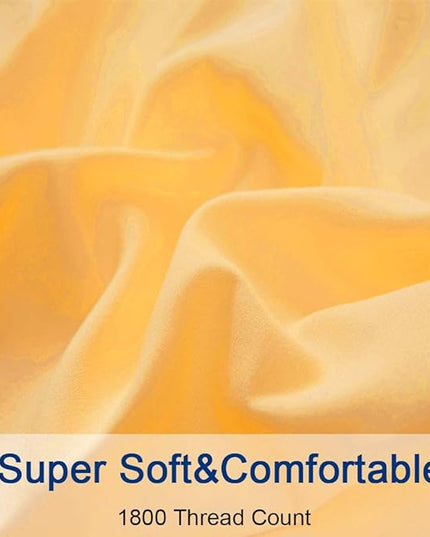 SONORO KATE Bed Sheet Set Super Soft Microfiber 1800 Thread Count Luxury Egyptian Sheets 16-Inch Deep Pocket，Wrinkle -4 Piece (Yellow, King) - LeafyLoom